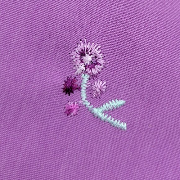 Embroidered Floral Fabric Brushed Polyester Purple Crafting Sewing 2 Yards - Picture 3 of 4